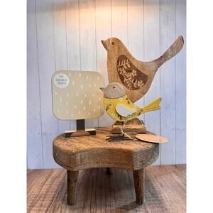 Rustic Wood Yellow Bird Wood Chicken Wood Tree Set of 3 Home Gift FAST SHIP